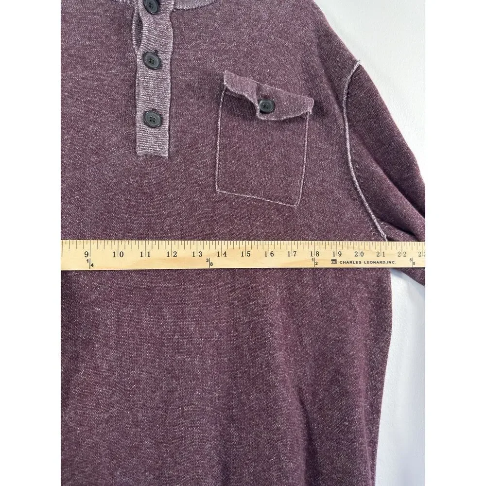 MENS BANANA REPUBLIC 100% COTTON 3 BUTTON‎ HENLEY SWEATER SIZE XL MAROON